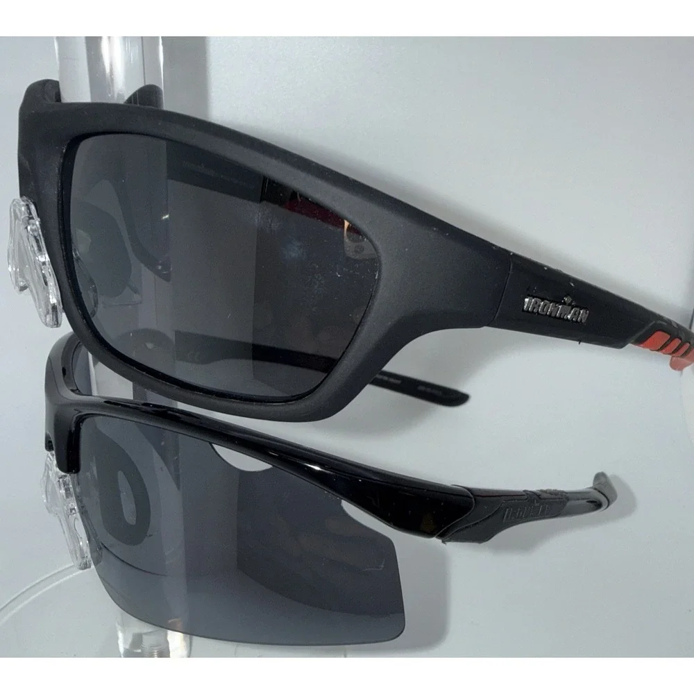 Two Pairs Ironman Authentic Black Polarized Wrap Sport Sunglasses- Prelim Black